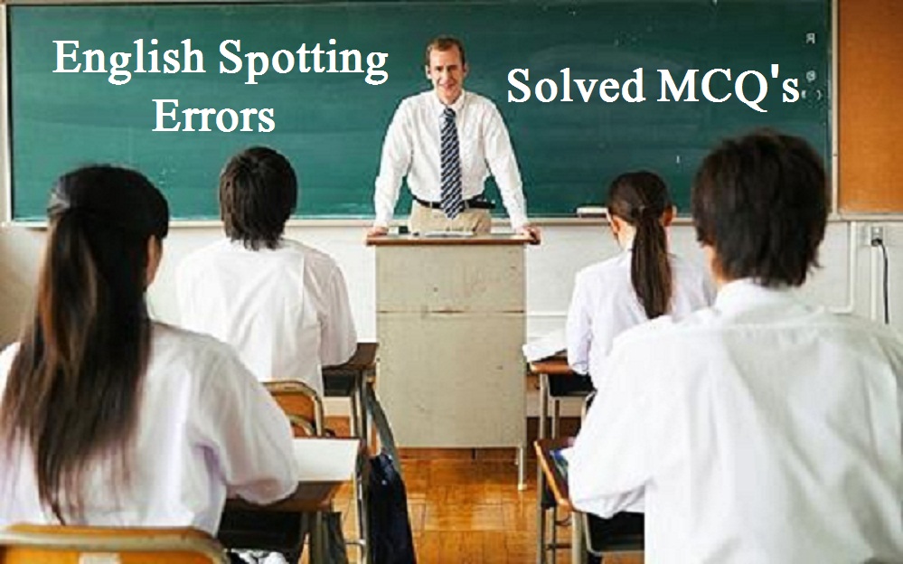Verbal Ability Spotting Errors 100 MCQs List With Answers Solve MCQs