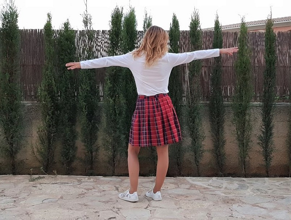 falda cuadros hecha a mano