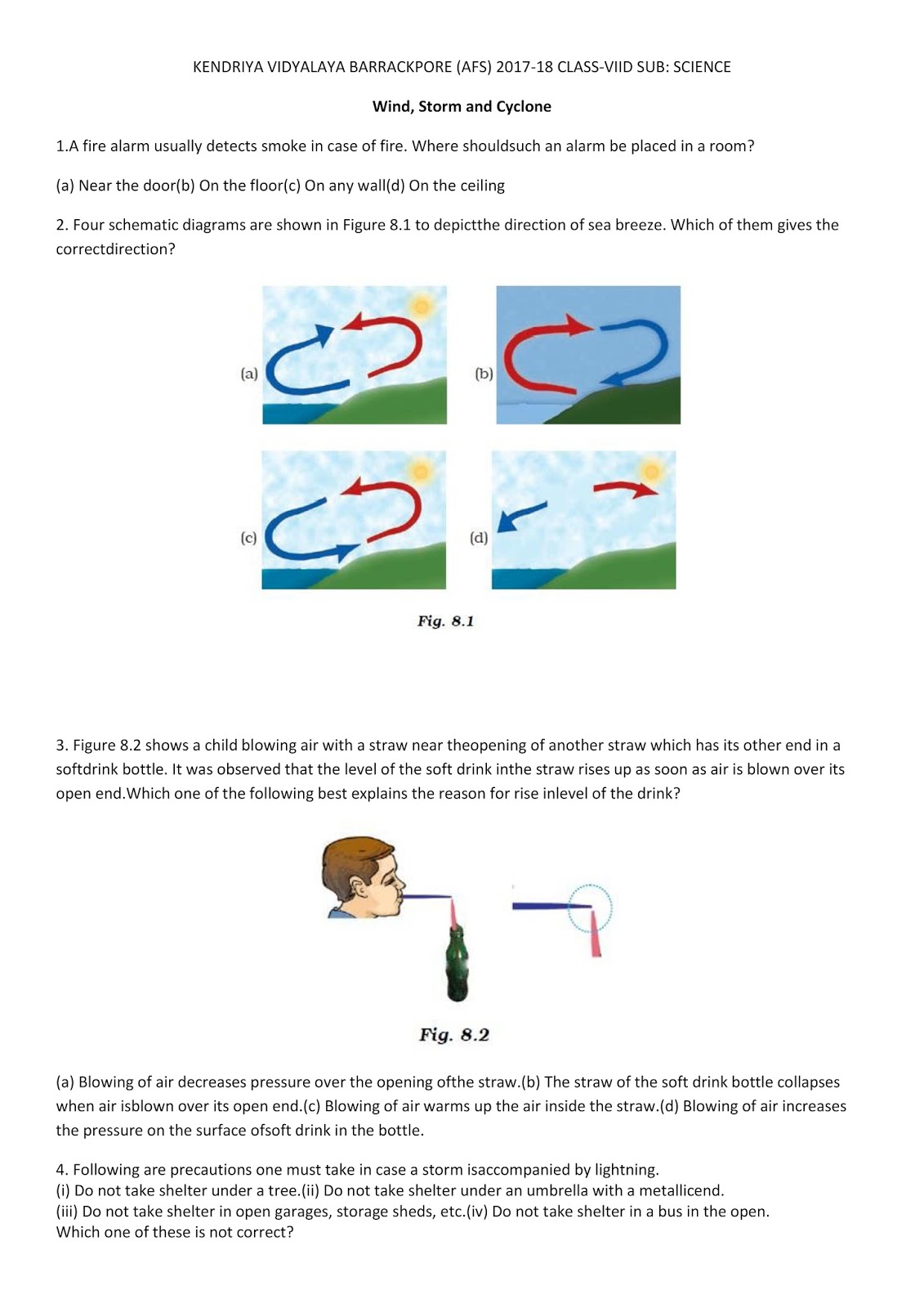 Wind, Storm and Cyclone CLASS VII