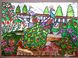 glass painting peacock outline drawing projects crafts cards paintingvalley