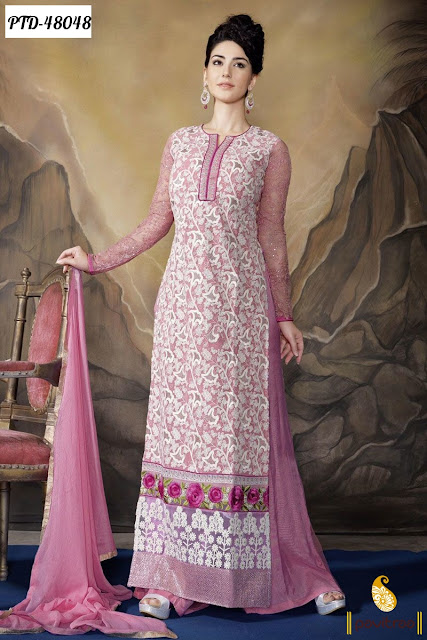 Latest pink color georgette palazzo salwar suit online shopping at pavitraa.in