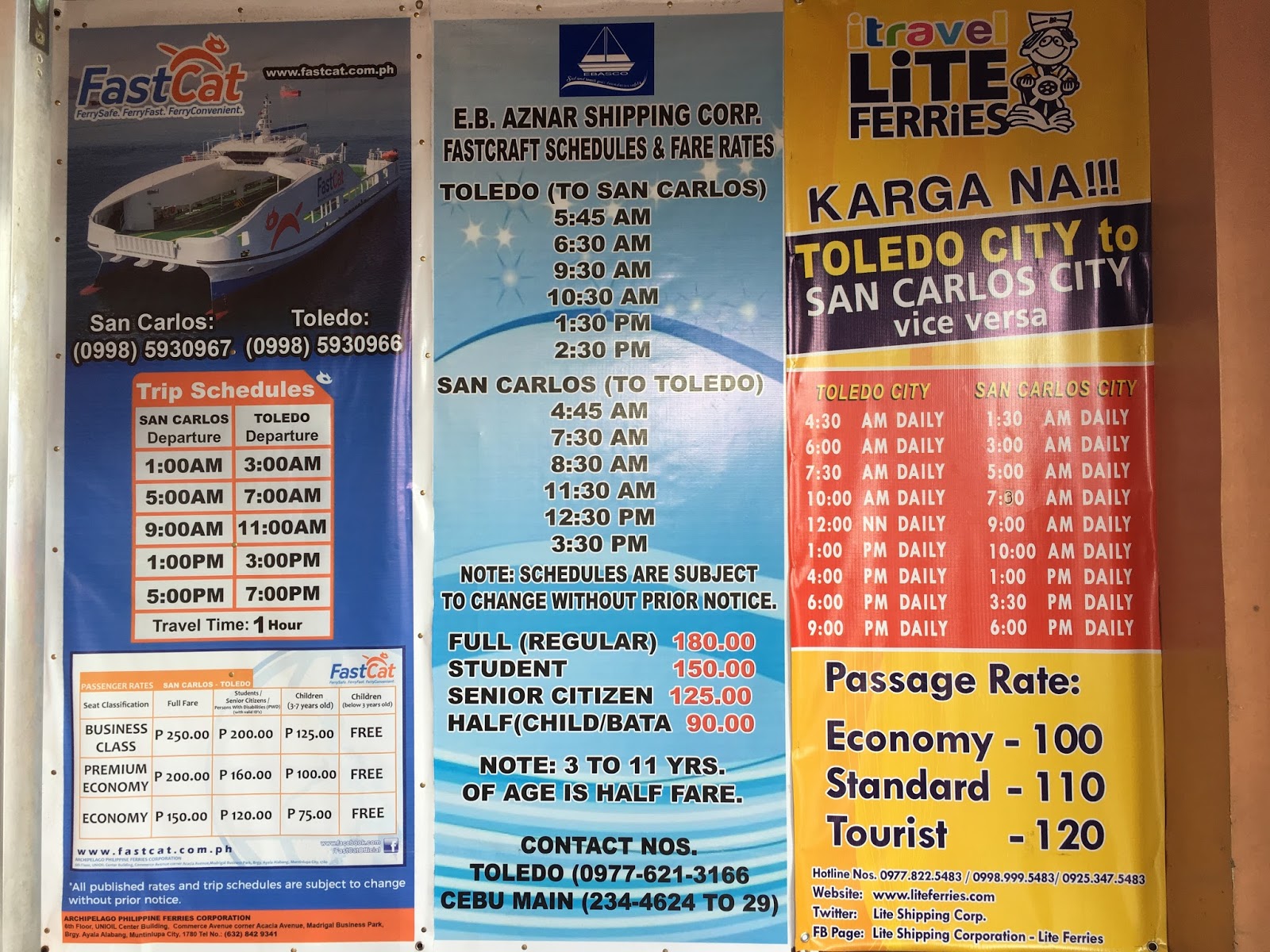 Toledo-San Carlos Trip Schedule - sheenzoned