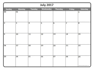 Free Printable Calendar July 2017