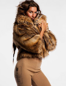 Gisele Bundchen for Vogue Paris by Inez and Vinoodh wearing a jacket of faux fur  by Nili Lotan