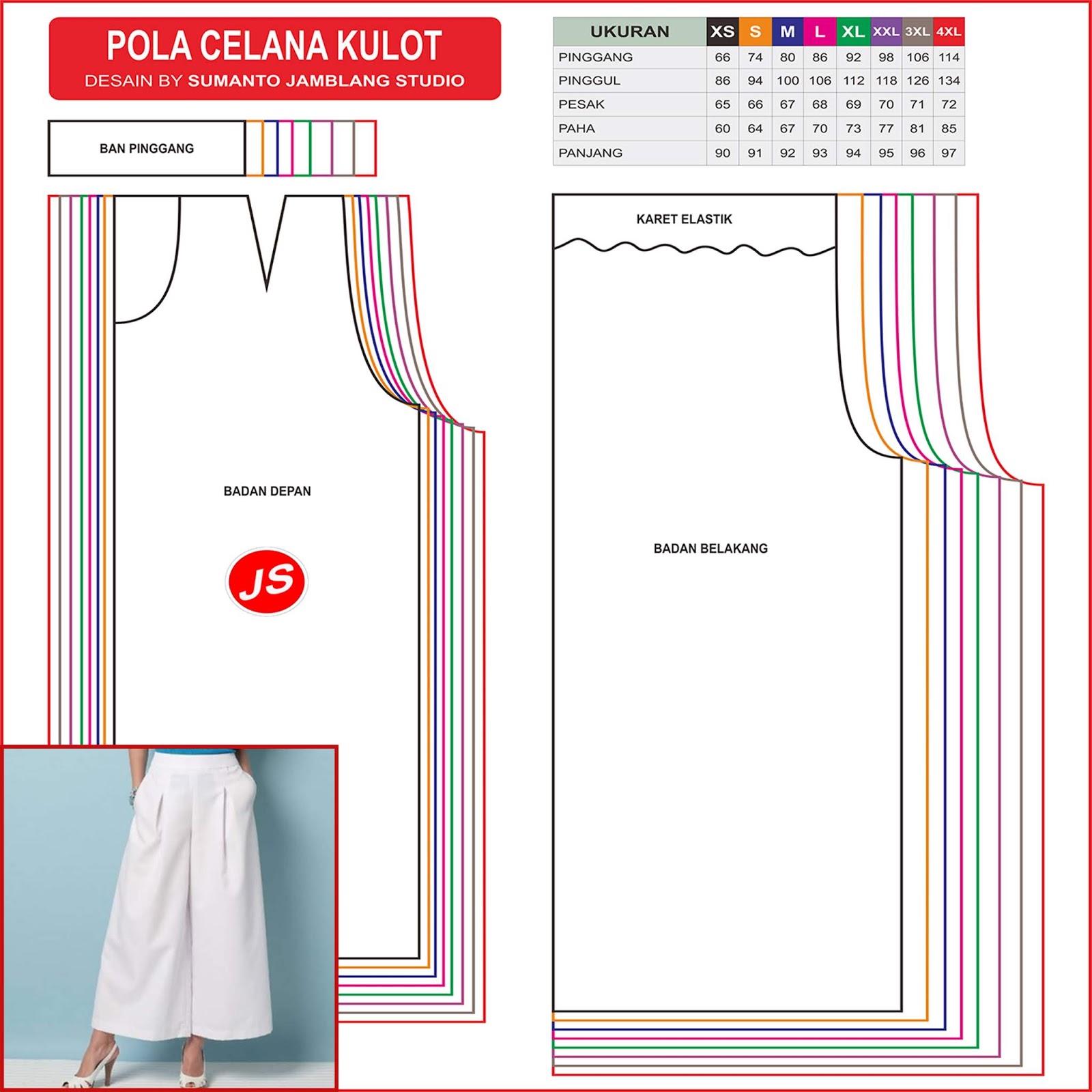  Pola  Jiplak Celana  Kulot 8 in 1 JAMBLANG STUDIO 