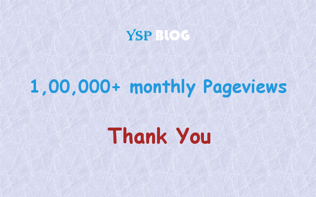 YSP Blog now has 1,00,000+ monthly pageviews