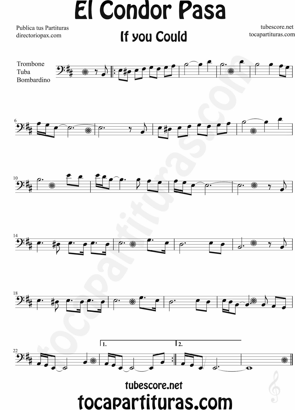 Diegosax El Condor Pasa Sheet Music Popular De Peru Paritura Para