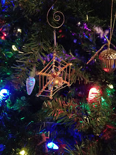 Christmas spider ornament on tree