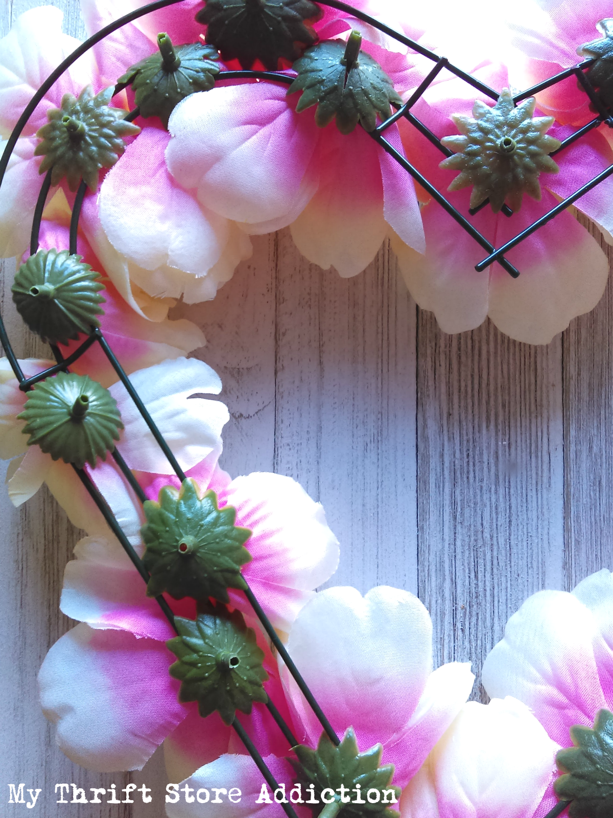 dollar store peony heart wreath