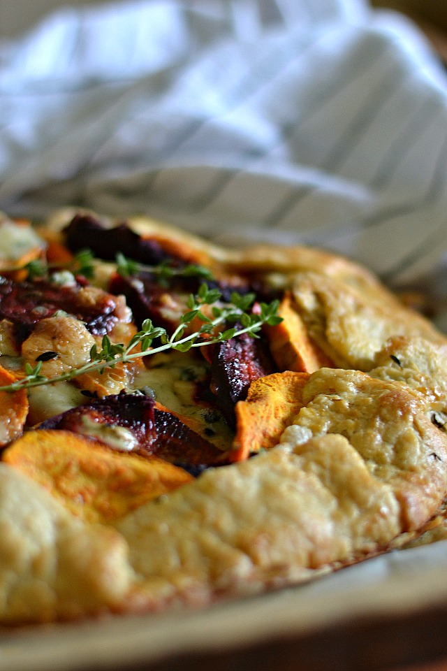 Bakeaholic Mama Sweet Potato And Beet Galette With Gorgonzola Cheese And Thyme