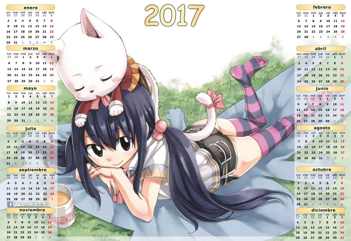 Descarga tu calendario 2017 de anime para imprimir Descarga tu calendario 2017 de anime para imprimir