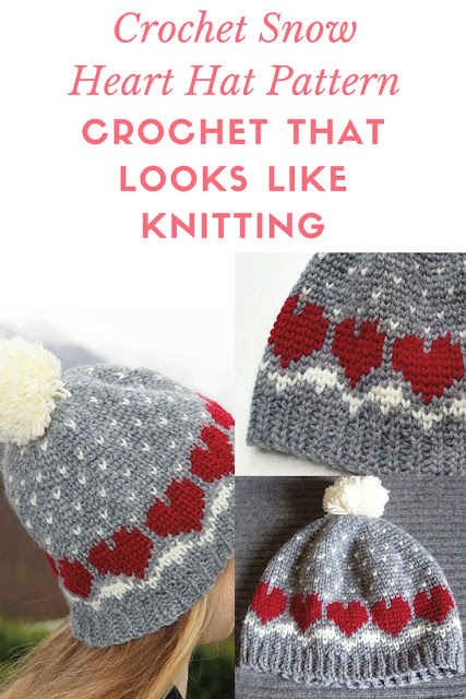 Crochet a Snow Heart Hat Pattern a hat that looks knitted