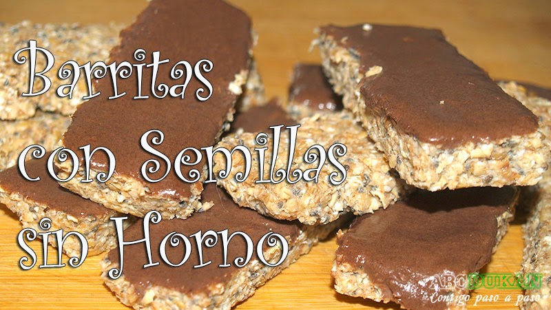 barritas de semillas y chocolate sin horno