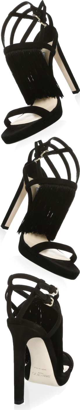 Jimmy Choo Fringe Stiletto Suede Sandals