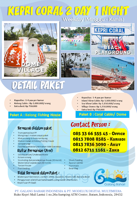 085-33-66-555-45 Kepri Coral ONE DAY TRIP Paket Menginap Batam Wisata Promotion Modelux Digital Galang Bahari