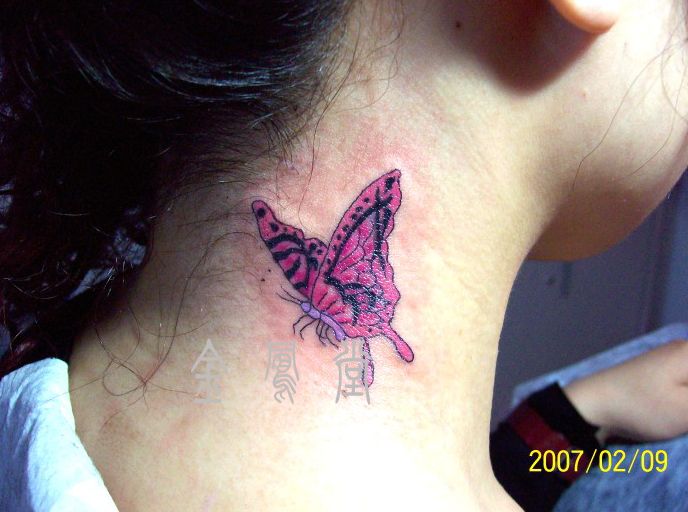 Henna Tattoo Designs Butterfly. Pink Color Butterfly Tattoo on