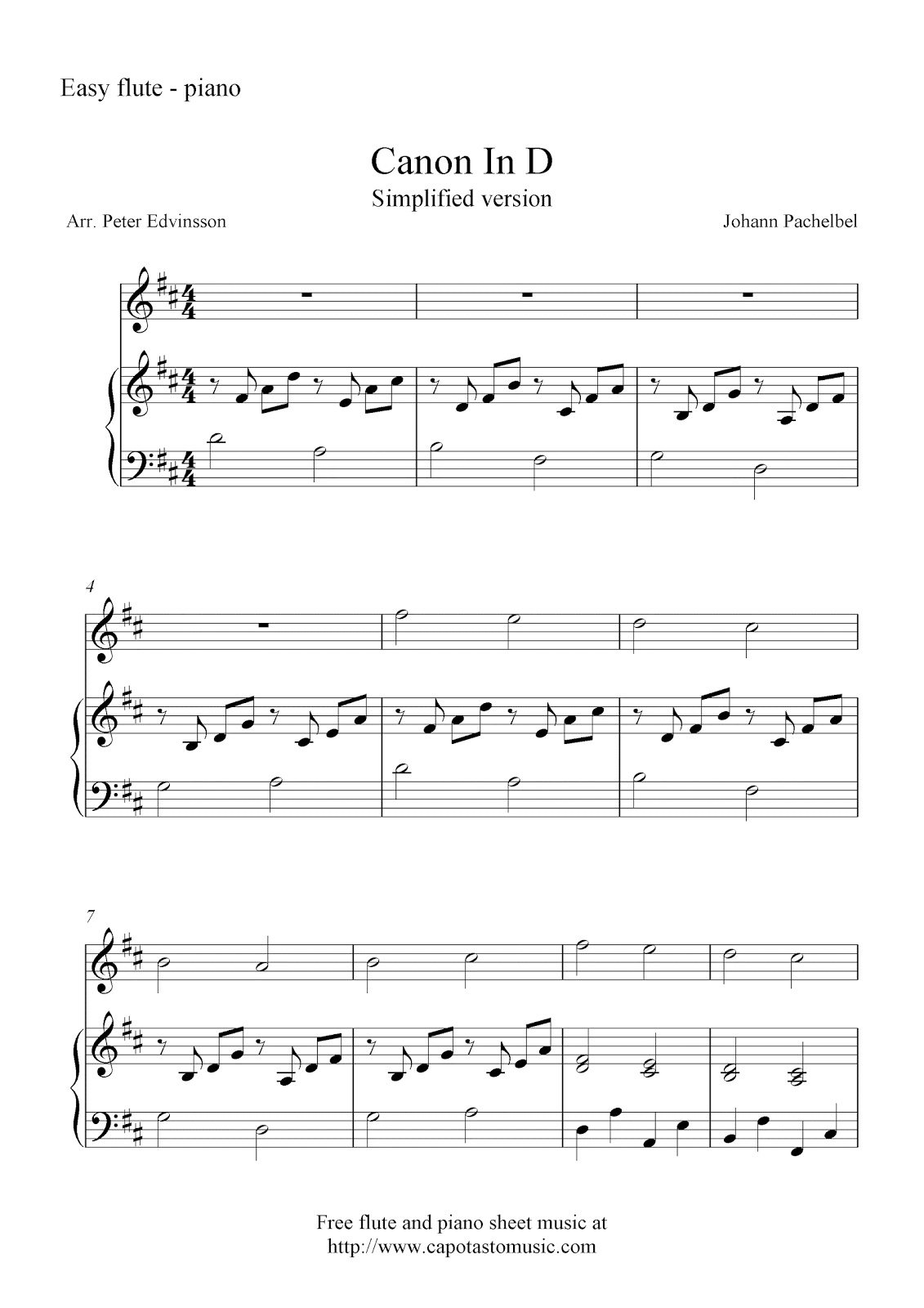 Free Printable Sheet Music Free Flute And Piano Sheet Music Canon In D
