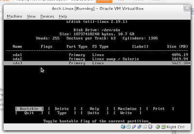 Arch Linux cfdisk program