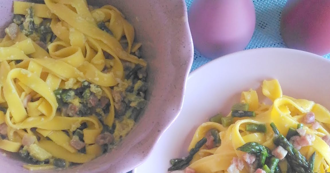 Cucinando con Paola Carbonara di Asparagi e Pancetta