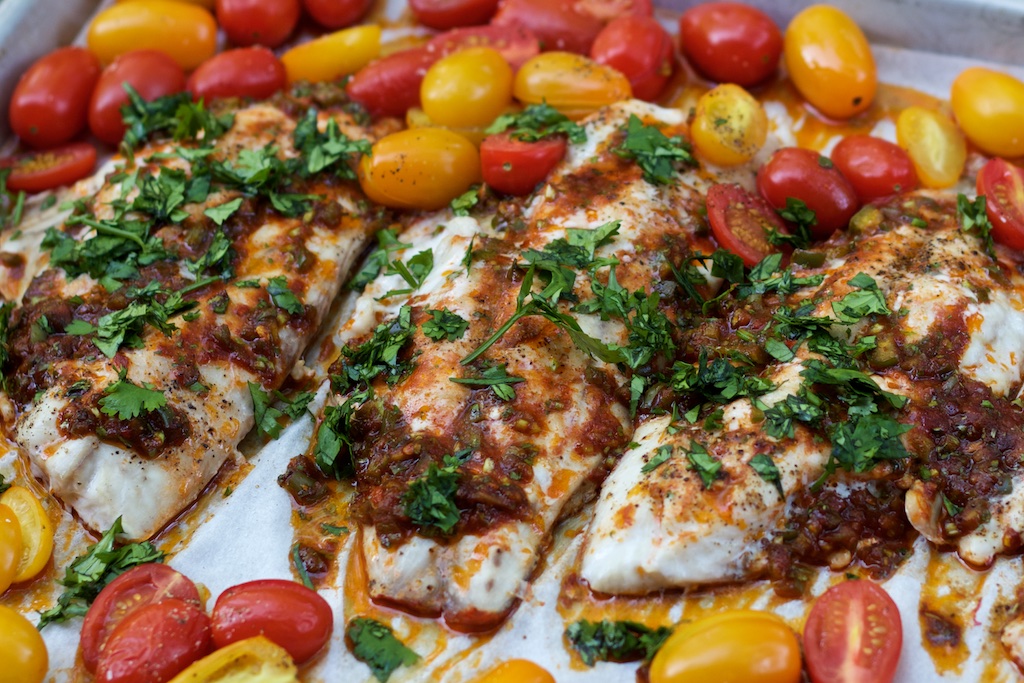 freshfromevaskitchen: Slow Roasted Red Snapper with Red Chermoula