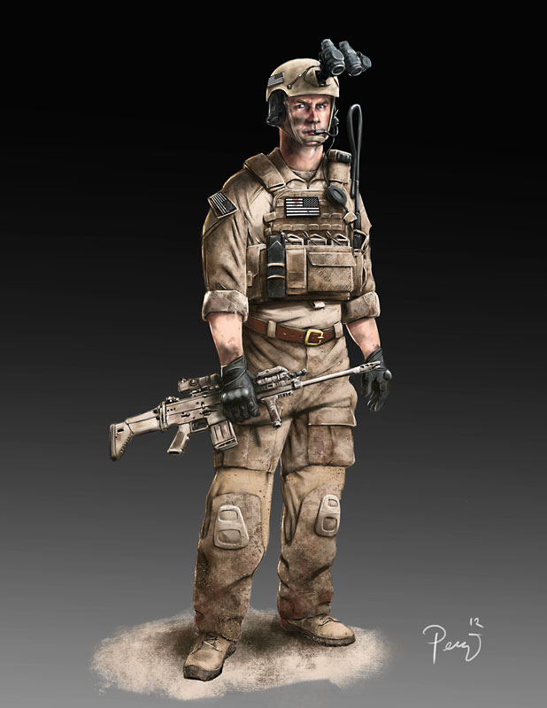 Mike Perry Art. Com Navy Seal Character