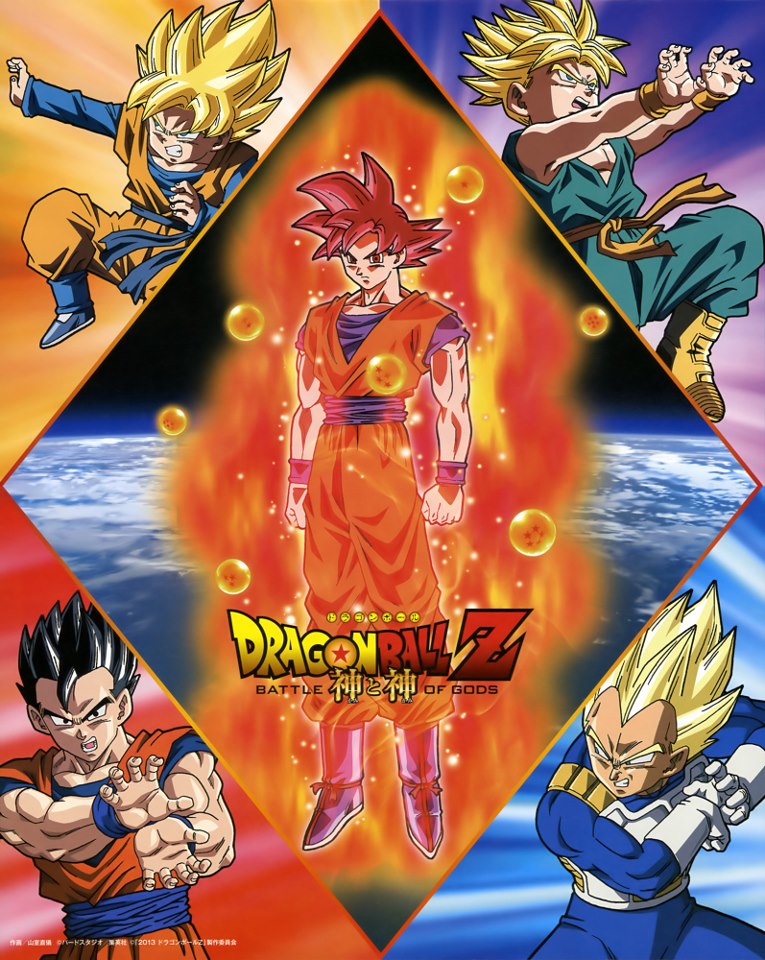 Goku transforming into super saiyan god, dragon ball z