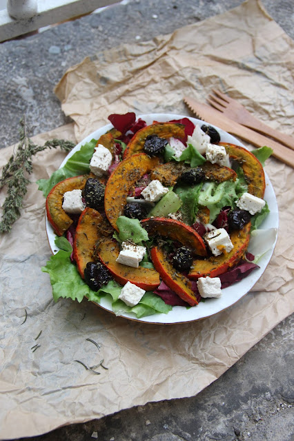Salade de courge rôtie aux parfums du Sud Cuillère et saladier : Salade de courge rôtie aux parfums du Sud