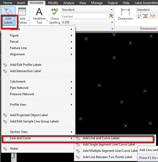 Open the Add Line and Curve Labels dialog box as below