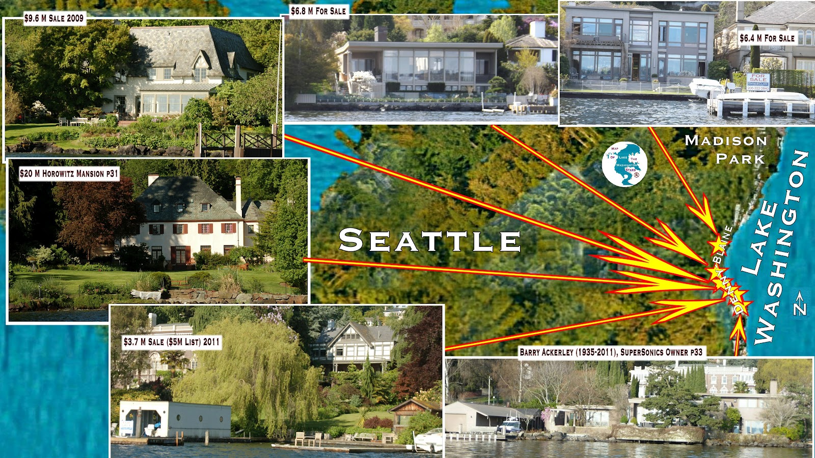 Lake Washington Cruising North DennyBlaine Waterfront Mansions