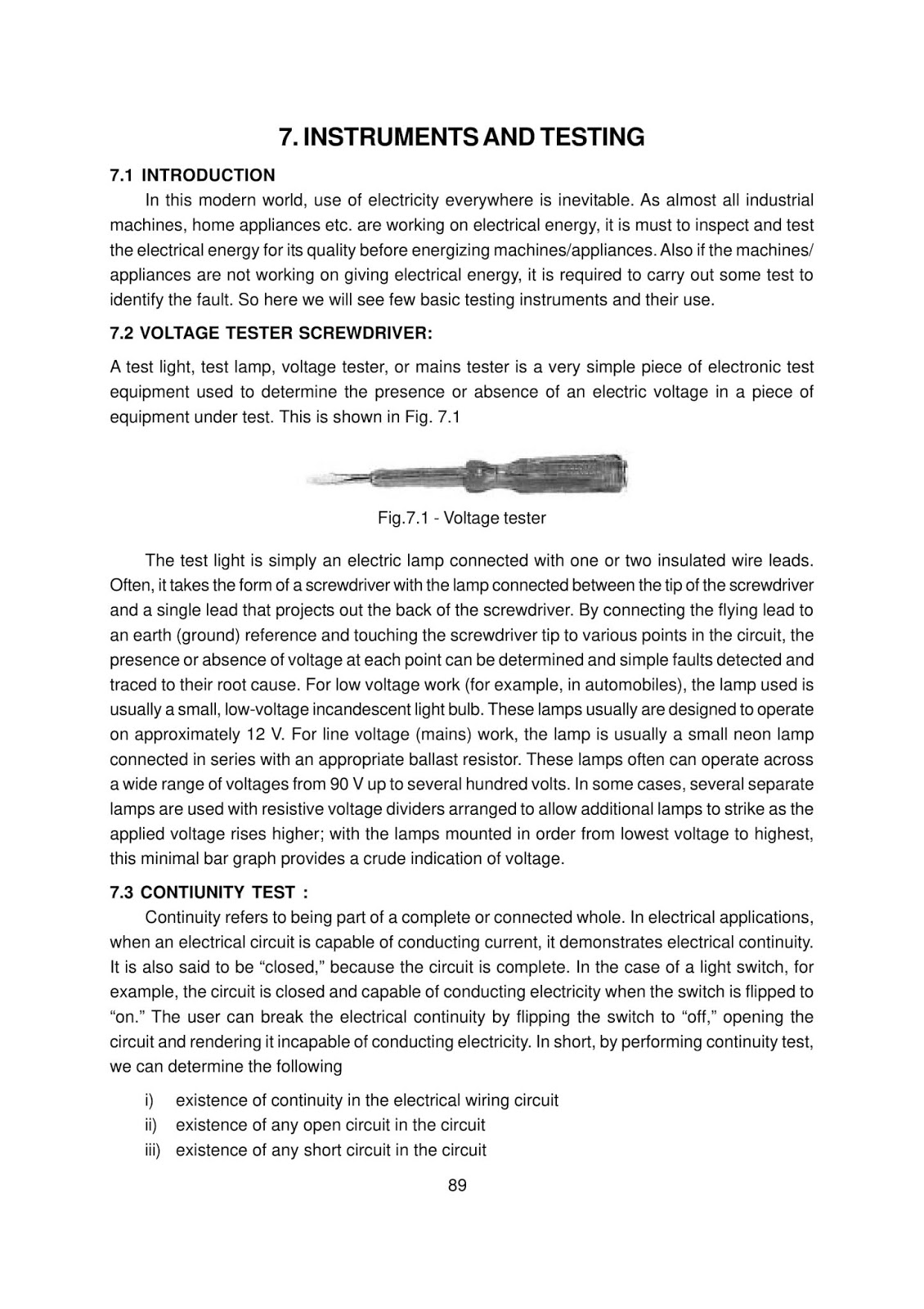 BASIC ELECTRICAL MEASURING INSTRUMENTS AND TESTING