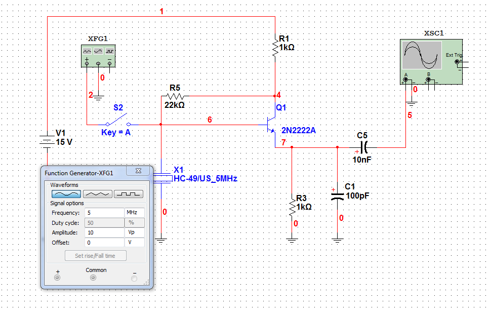 Como simular un crystal de cuarzo en Multisim