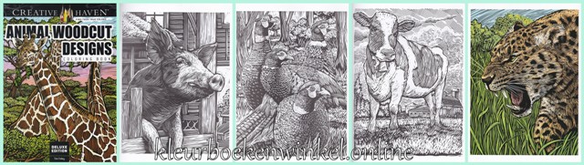 kleurboek animal woodcut designs