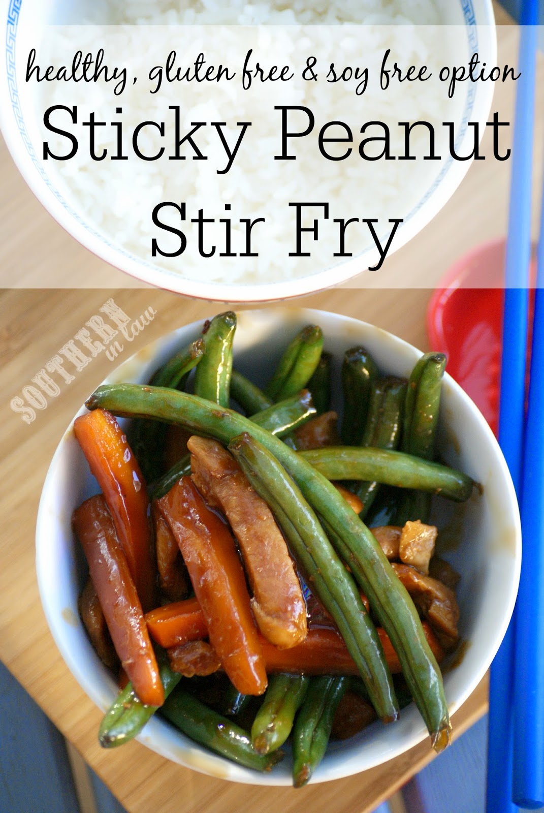 Healthy Sticky Peanut Satay Stir Fry Recipe - low fat, gluten free, vegan, soy free, healthy, clean eating friendly