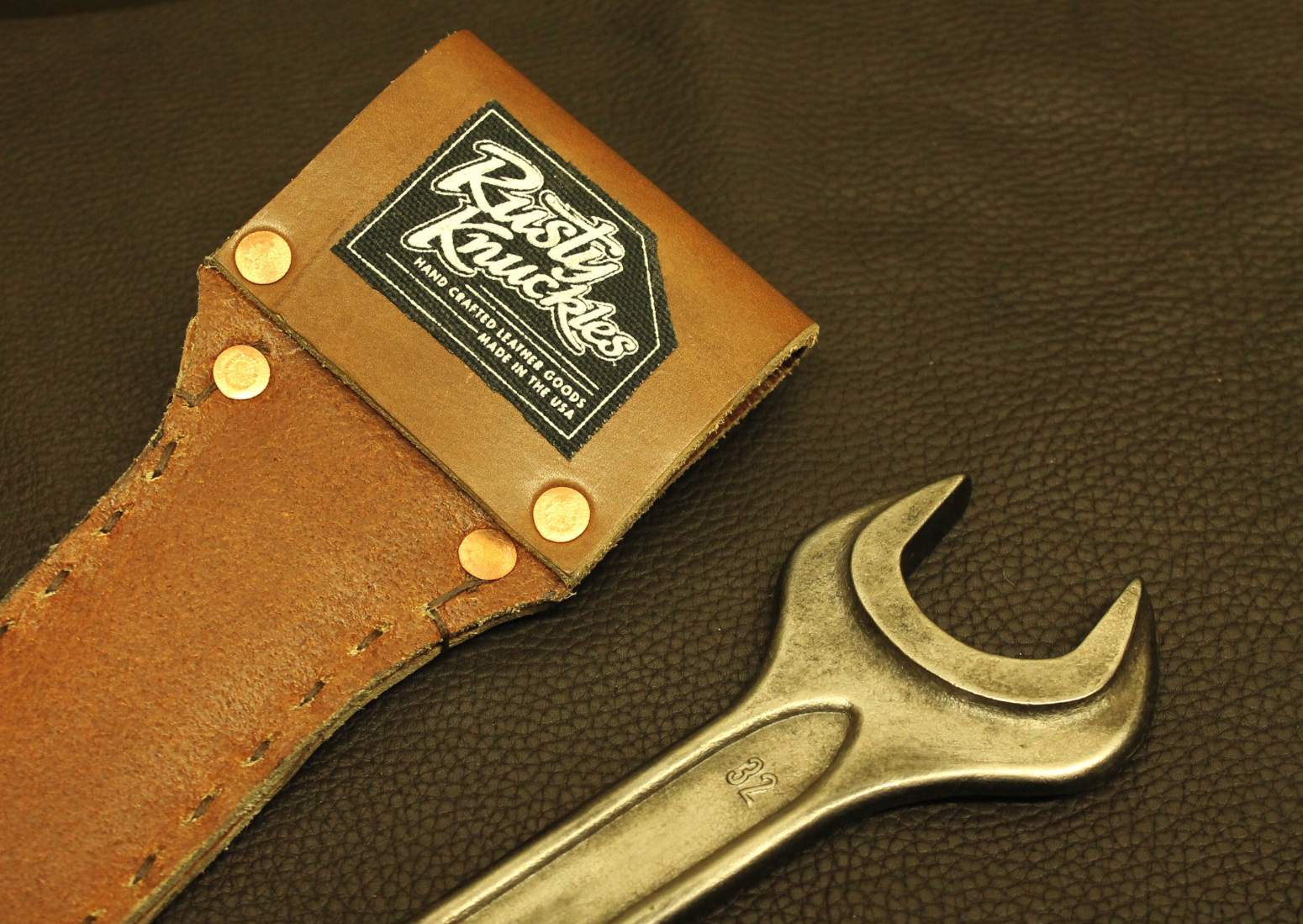 Rusty Knuckles Custom Wrench Knife and Leather Sheath As A Give Away Prize Rusty Knuckles