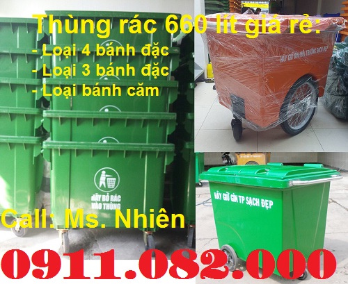 PP thùng đựng rác, thùng rác rác 120 lít, 240 lít, 660 lít giá rẻ vĩnh long