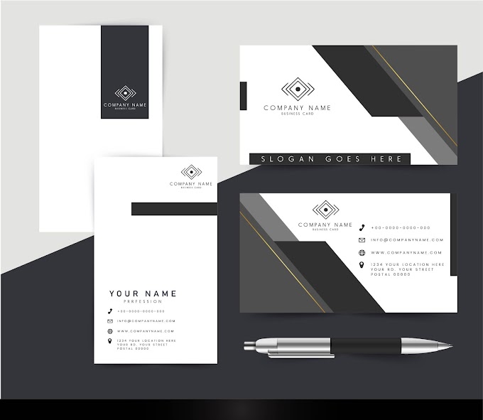 Corporate cards template elegant dark bright modern design Free vector