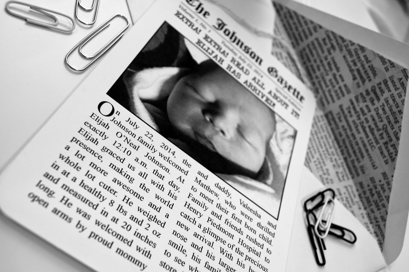 PaperLark Studio Newspaper Inspired Birth Announcements