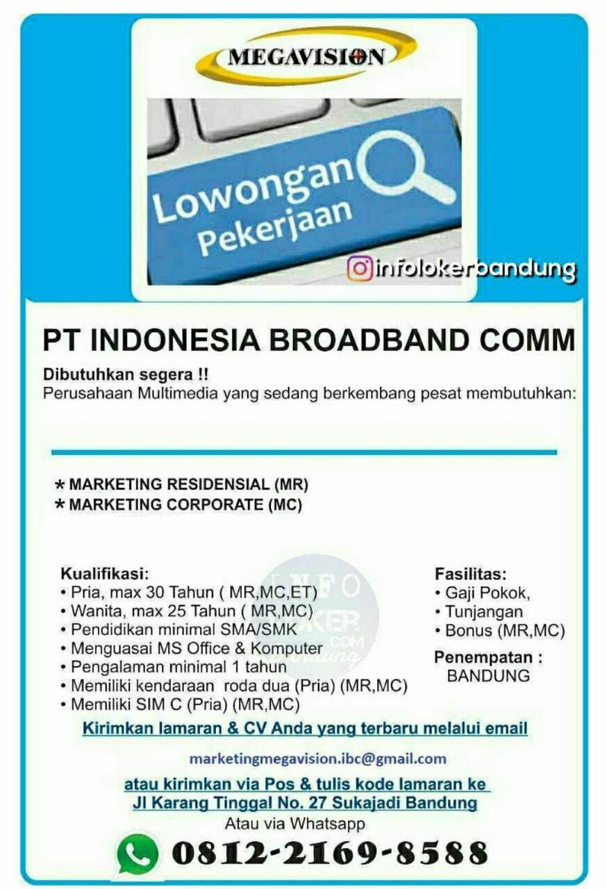 Lowongan Kerja PT. Indonesia Broadband Communication ( Megavision ) Bandung Maret 2019