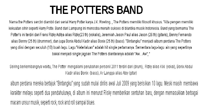 Lirik Lagu The Potters Temani Masa Tuaku Belajar