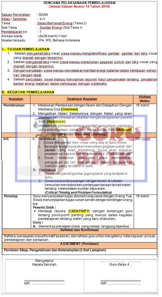 Contoh Rpp Hots Kelas 4 Tema 2 OPS SEKOLAH KITA
