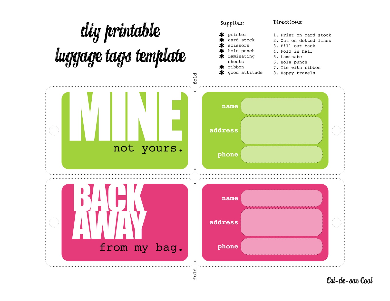 Bag Tag Templates Free