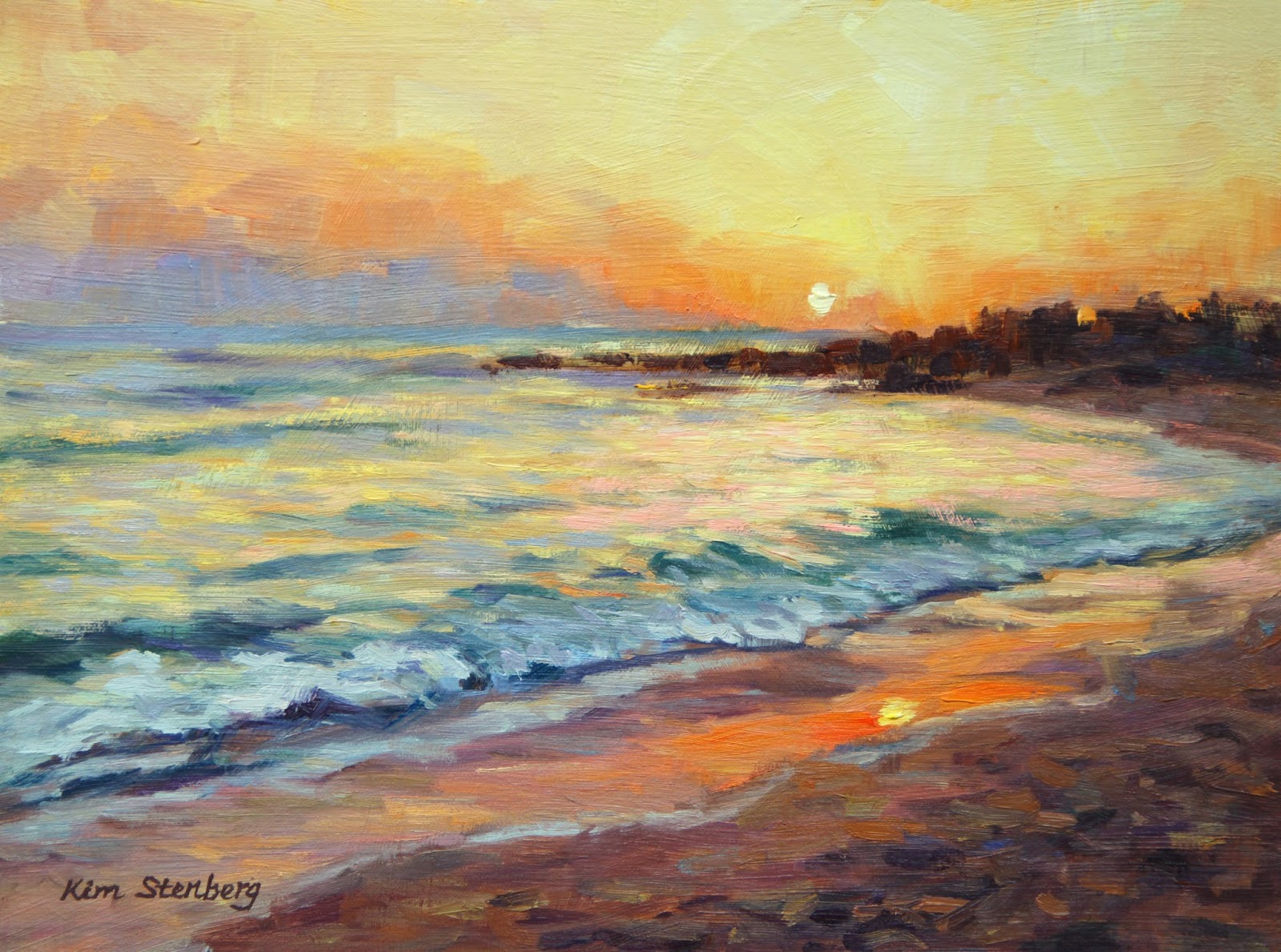 Kim Stenberg's Painting Journal "Sunset Beach" (oil on