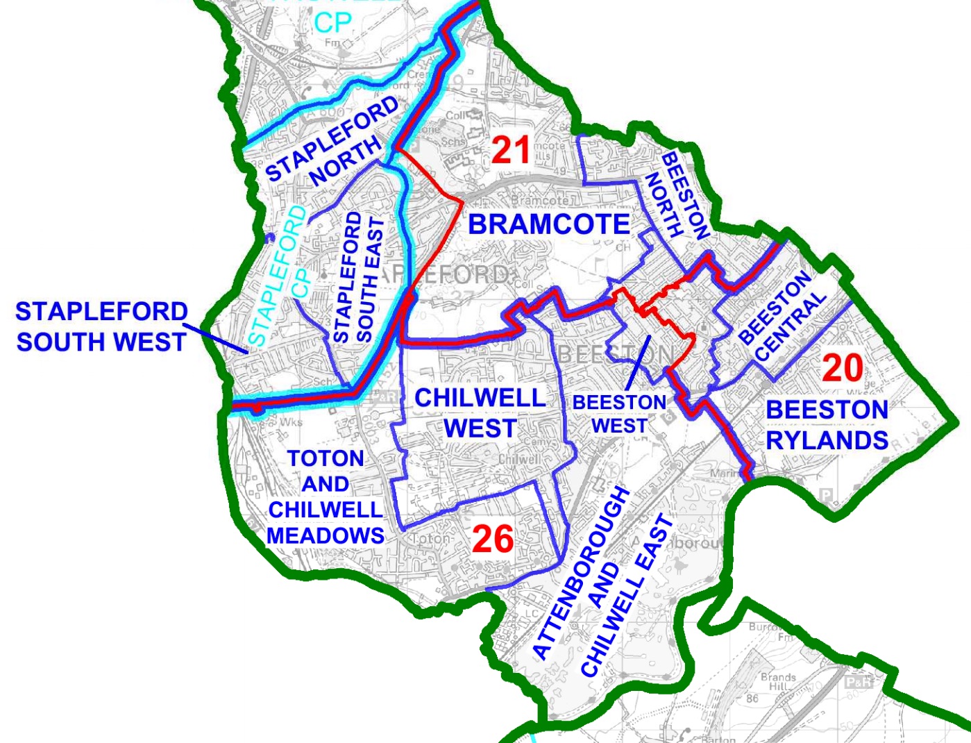 Beeston Week South Broxtowe Borough boundaries compared