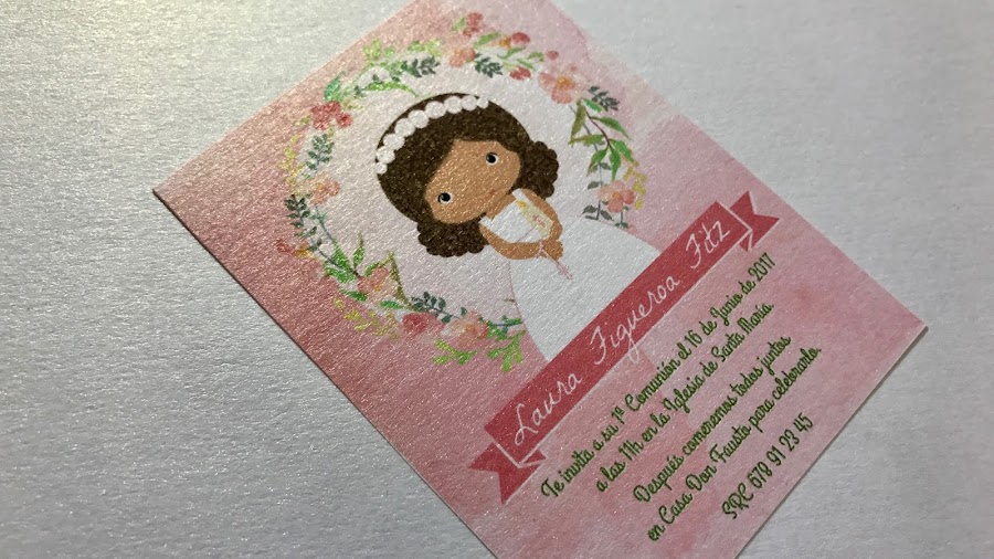 Invitaciones niña Primera Comunión - Con un poco de papel