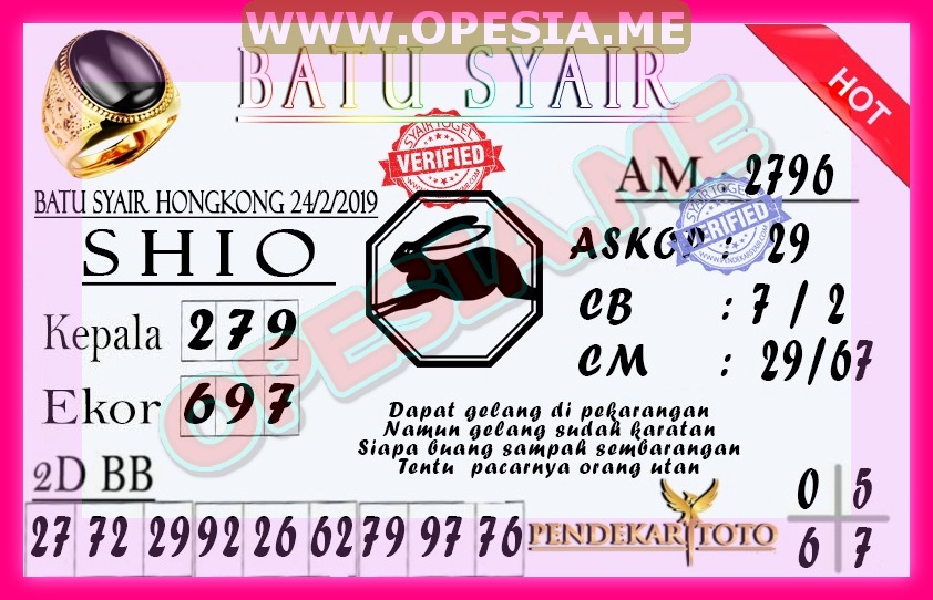 Colok Angka Jitu Hongkong 24 Februari 2019 Fimmq