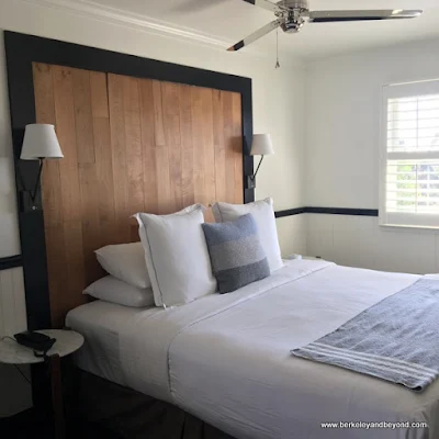 guest room bed at The Hideaway in Carmel, California