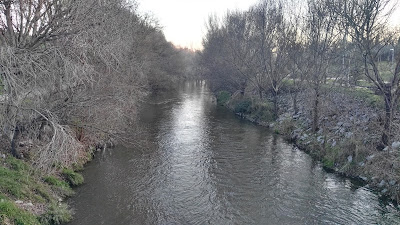 Manzanares, Parque Manzanares Sur, Parque Lineal, invierno, aguas altas