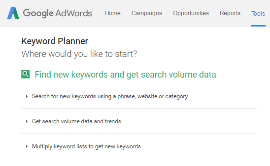 Adwords Keyword Planner Tool
