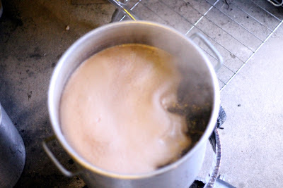 Boiling stout wort, one of the best smells there is.