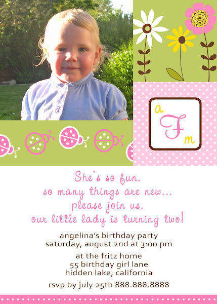 Little Lady Bug Birthday Invitation